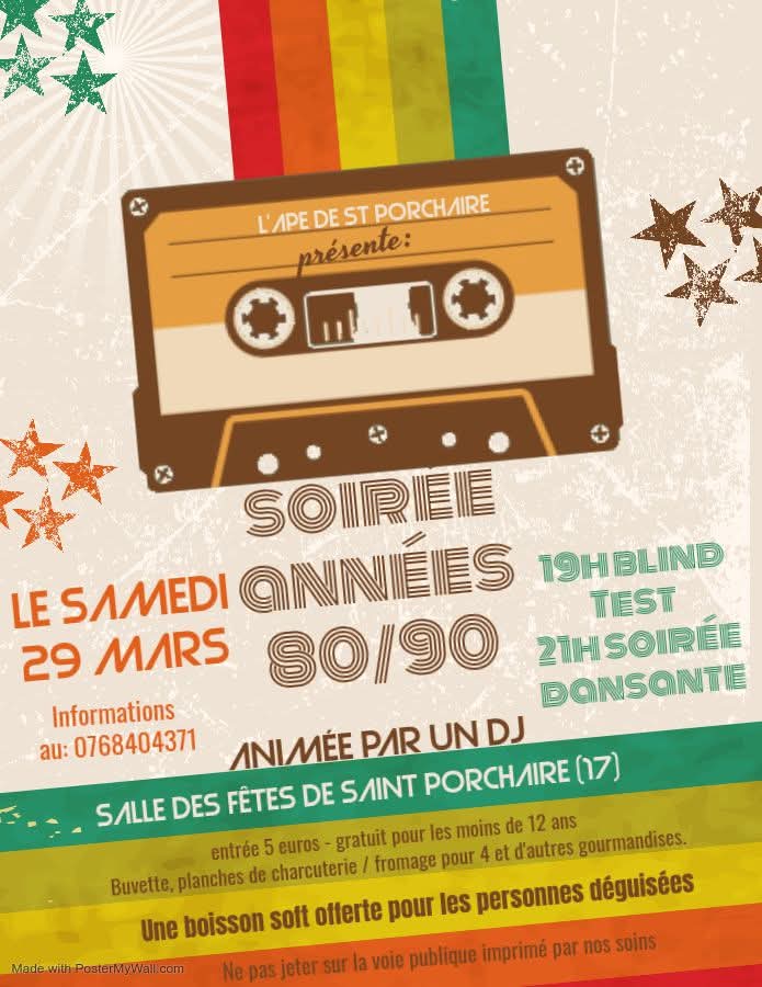 Affiche soirée année 80/90