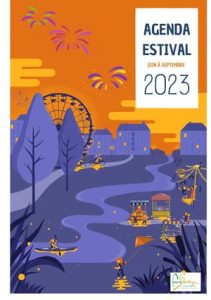 Couverture de l'agenda estival 2023, agenda qui regroupe l'ensemble des animations des 18 communes du territoire Coeur de Saintonge.