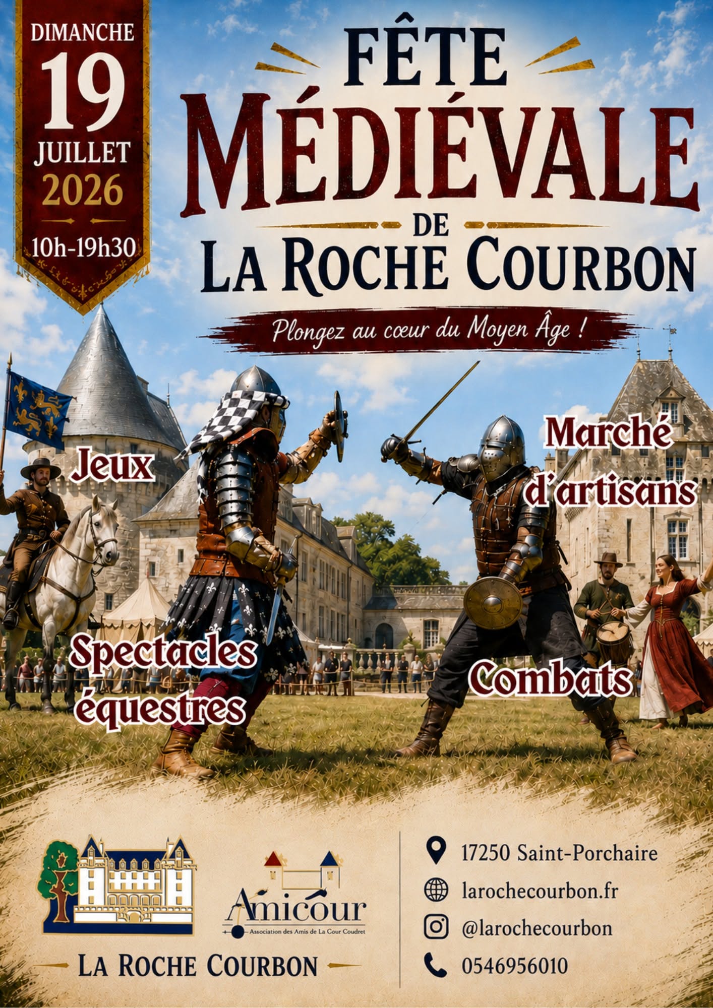 Affiche Fête médiévale Château de la Roche Courbon